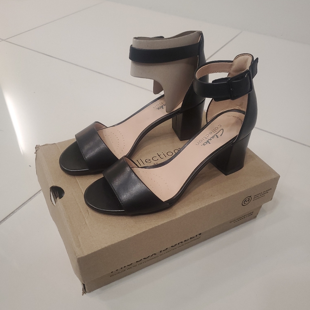 NEW Clarks Women's black Deva Mae Dress Sandal Women's Size 6.5 M